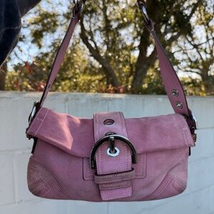 Vintage Y2K Coach Soho Suede Shoulder Bag Pink